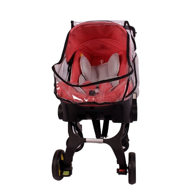 Pokrowiec przeciwdeszczowy dla wózka dziecięcego z przezroczystą tarczą, odporny na wodę i wiatr, kompatybilny z fotelikiem samochodowym dla niemowląt do 425F - Wianko - 2