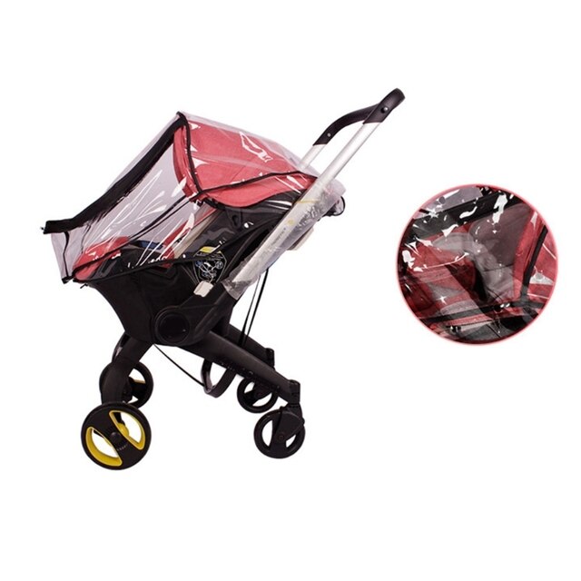 Pokrowiec przeciwdeszczowy dla wózka dziecięcego z przezroczystą tarczą, odporny na wodę i wiatr, kompatybilny z fotelikiem samochodowym dla niemowląt do 425F - Wianko - 5