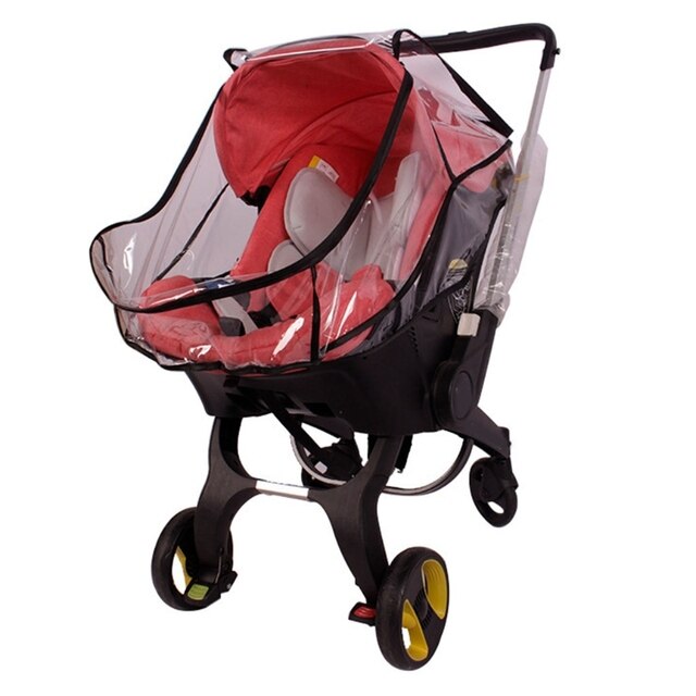 Pokrowiec przeciwdeszczowy dla wózka dziecięcego z przezroczystą tarczą, odporny na wodę i wiatr, kompatybilny z fotelikiem samochodowym dla niemowląt do 425F - Wianko - 3