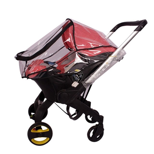 Pokrowiec przeciwdeszczowy dla wózka dziecięcego z przezroczystą tarczą, odporny na wodę i wiatr, kompatybilny z fotelikiem samochodowym dla niemowląt do 425F - Wianko - 4