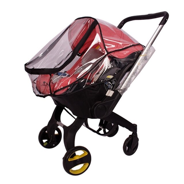 Pokrowiec przeciwdeszczowy dla wózka dziecięcego z przezroczystą tarczą, odporny na wodę i wiatr, kompatybilny z fotelikiem samochodowym dla niemowląt do 425F - Wianko - 1