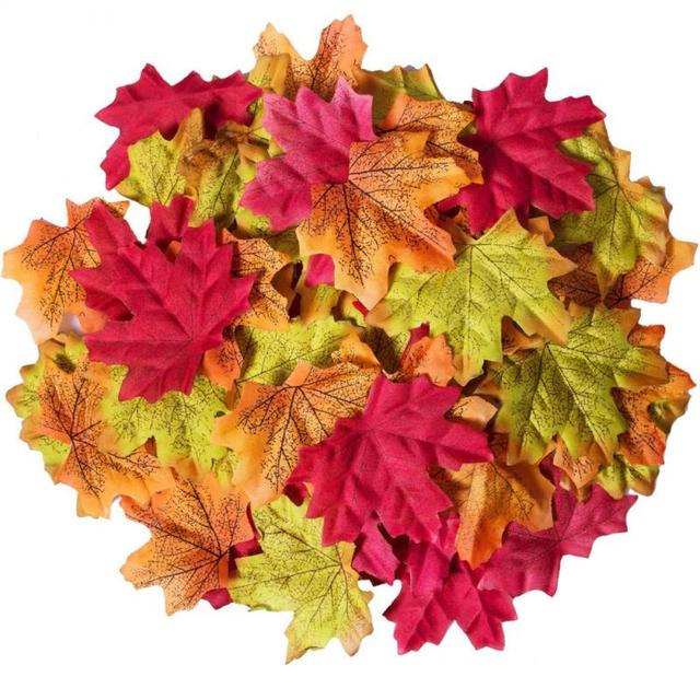 Zestaw 50/200 sztuk sztucznych liści do roślin - żółte liście klonu, winorośl - jesienne dekoracje w stylu art deco - Wianko - 2