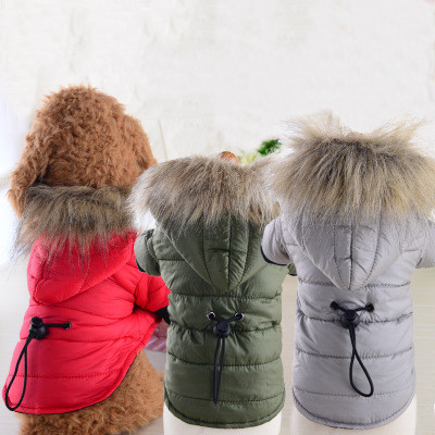 Kurtka puchowa podszyta bawełną z futrem i kołnierzem - strój zimowy dla szczeniaczka - Wianko - 2