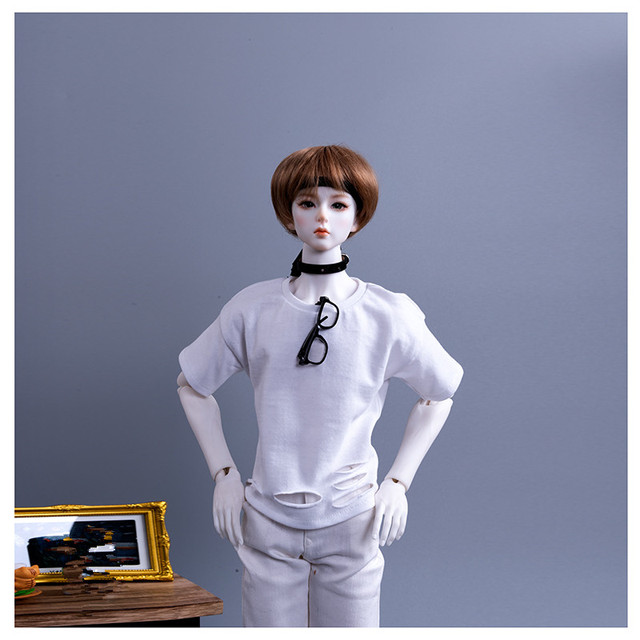 BJD strój dla lalek - ubrania 1/3 1/4 MSD - biała moda, slim fit, T-shirt z wysokim kołnierzem, dodatki lalkowe - Wianko - 4