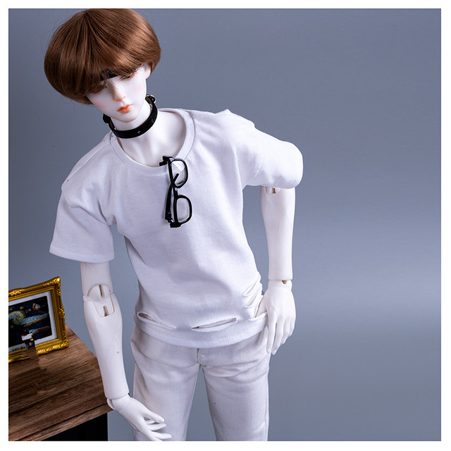 BJD strój dla lalek - ubrania 1/3 1/4 MSD - biała moda, slim fit, T-shirt z wysokim kołnierzem, dodatki lalkowe - Wianko - 2
