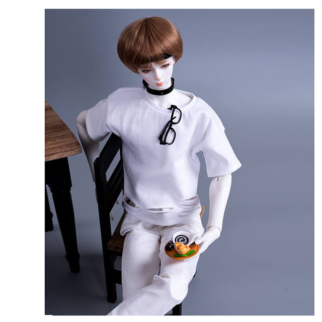 BJD strój dla lalek - ubrania 1/3 1/4 MSD - biała moda, slim fit, T-shirt z wysokim kołnierzem, dodatki lalkowe - Wianko - 6