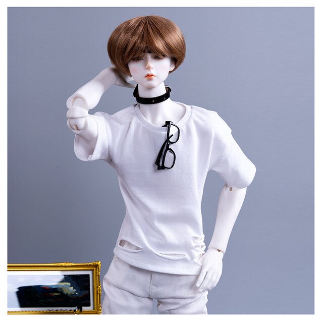 BJD strój dla lalek - ubrania 1/3 1/4 MSD - biała moda, slim fit, T-shirt z wysokim kołnierzem, dodatki lalkowe - Wianko - 3