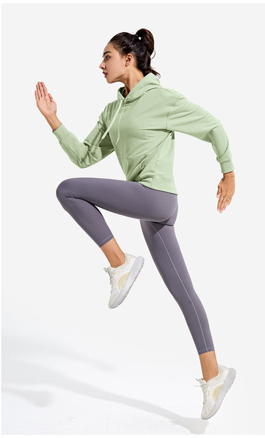 Damska rozciągliwa bluza sportowa z kapturem i kieszeniami - ćwiczenia i jogging - Wianko - 17