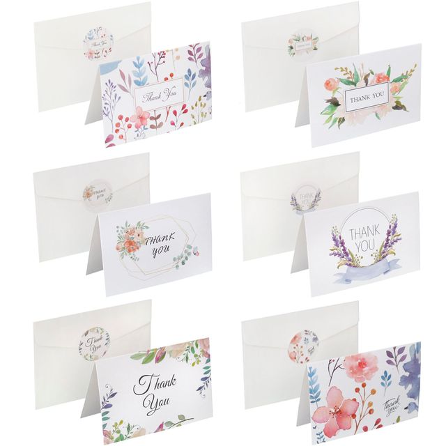 Zestaw 6 kartek świątecznych z życzeniami - wzór kwiatowy i zwierzęcy z kopertami i naklejkami - Wianko - 5