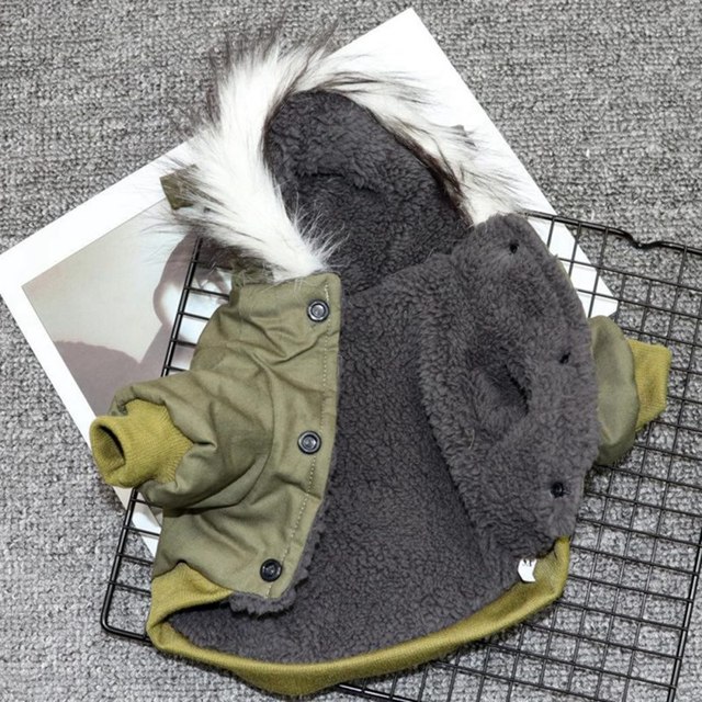 Puchowa kurtka zimowa dla psa - ciepła pluszowa bluza z kapturem - Wianko - 13