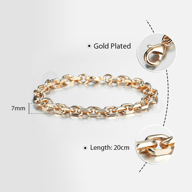 Bransoletka naszyjnik damska 7mm, 585 różowe złoto, Rolo Cable Link Chain, komplet biżuterii LCS17 - Wianko - 10