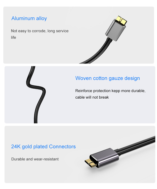 Kabel zewnętrzny USB Micro B do SSD Sata Samsung USB 3.0 - Wianko - 5