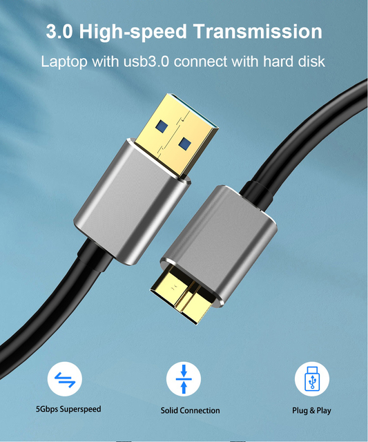 Kabel zewnętrzny USB Micro B do SSD Sata Samsung USB 3.0 - Wianko - 1