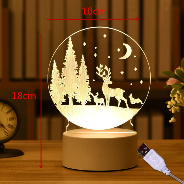Lampa nocna LED akrylowa 3D USB - walentynkowe dekoracje, ślubne, na Ramadan, Baby Shower - Wianko - 1