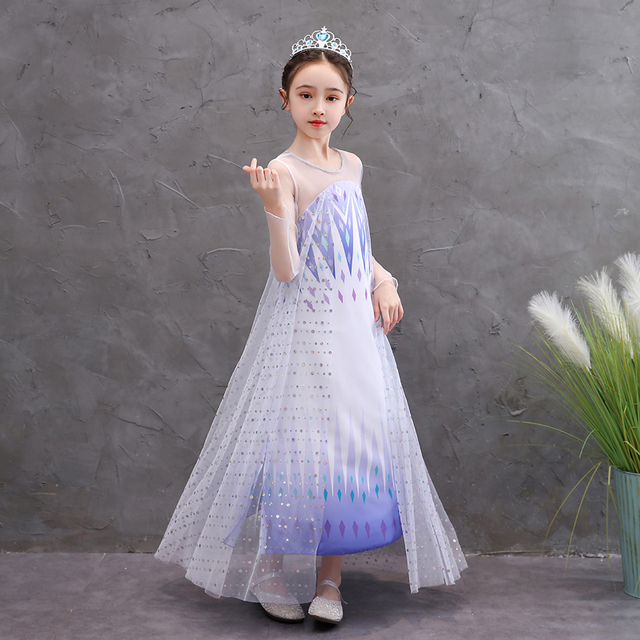 Nowa suknia Elsa Królowa Śniegu 2 dla dziewczynki z cekinami i haftowanym korowodem - idealna na wydajność dziecięcych tańców - Wianko - 3