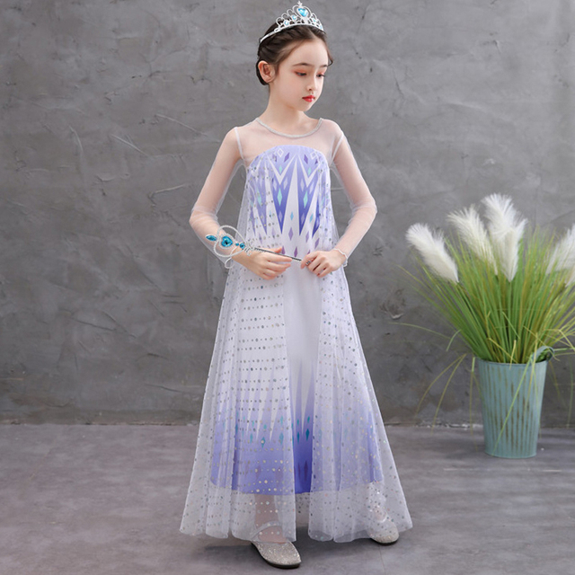 Nowa suknia Elsa Królowa Śniegu 2 dla dziewczynki z cekinami i haftowanym korowodem - idealna na wydajność dziecięcych tańców - Wianko - 5