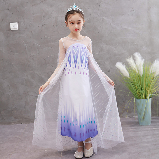 Nowa suknia Elsa Królowa Śniegu 2 dla dziewczynki z cekinami i haftowanym korowodem - idealna na wydajność dziecięcych tańców - Wianko - 2