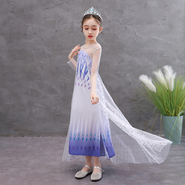 Nowa suknia Elsa Królowa Śniegu 2 dla dziewczynki z cekinami i haftowanym korowodem - idealna na wydajność dziecięcych tańców - Wianko - 4
