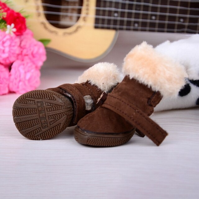 Ciepłe polarowe buty śniegowe dla psów Teddy Chihuahua Shih Tzu - zestaw 4 sztuki - Wianko - 4