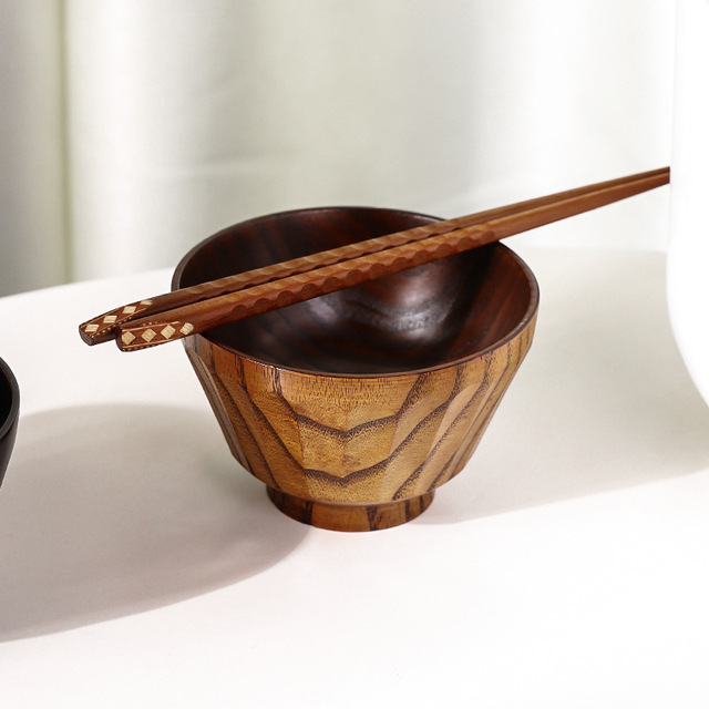 Drewniana misa deserowa z zestawem stołowym - spodek, taca, miska, izolowana płyta - Wianko - 3