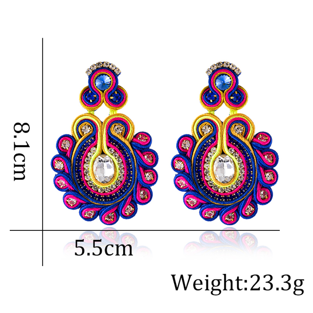 Kolczyki wiszące sutasz KPacTa - moda handmade, biżuteria etniczna kryształowa dekoracja - Wianko - 1