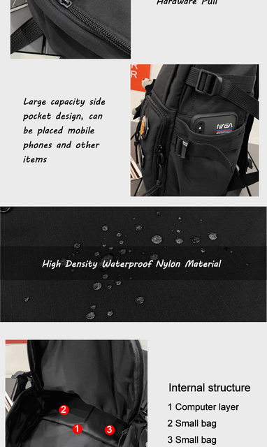 Plecak podróżny damski 2021 z dużą pojemnością, wodoodporny, nylonowy, multi-pocket - Wianko - 3