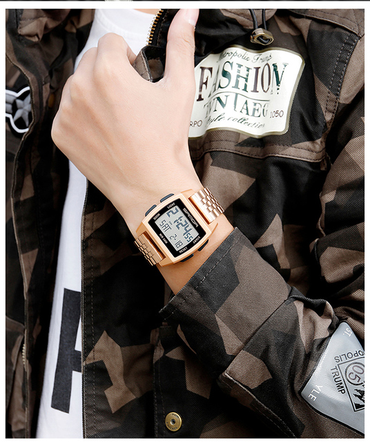 Zegarek cyfrowy LED SANDA wojskowy męski z funkcją wodoodporną, marki luksusowej - Wianko - 3
