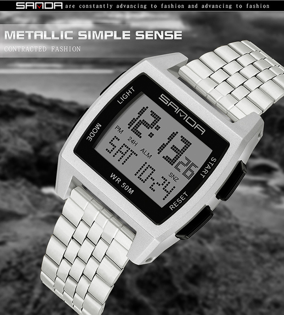 Zegarek cyfrowy LED SANDA wojskowy męski z funkcją wodoodporną, marki luksusowej - Wianko - 2
