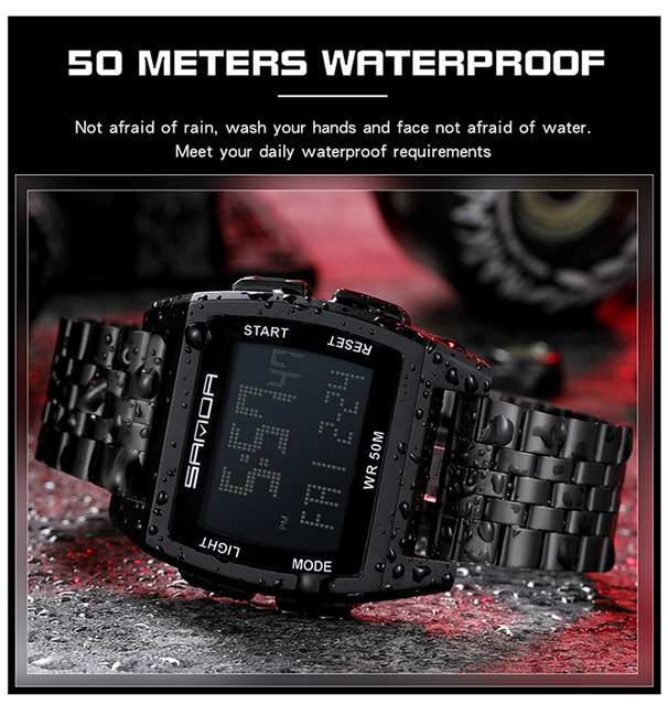Zegarek cyfrowy LED SANDA wojskowy męski z funkcją wodoodporną, marki luksusowej - Wianko - 11