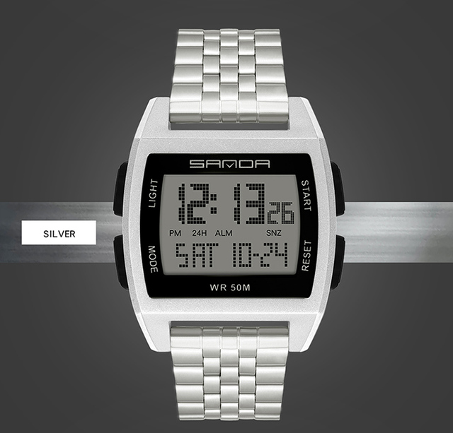 Zegarek cyfrowy LED SANDA wojskowy męski z funkcją wodoodporną, marki luksusowej - Wianko - 19