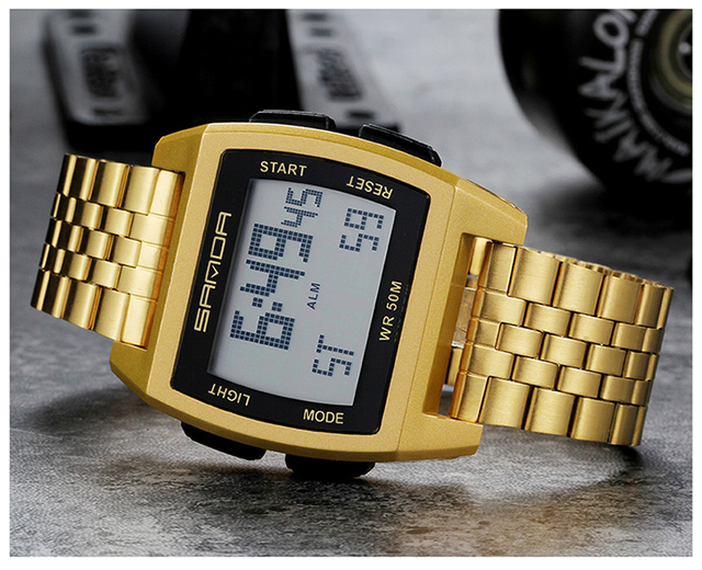 Zegarek cyfrowy LED SANDA wojskowy męski z funkcją wodoodporną, marki luksusowej - Wianko - 14