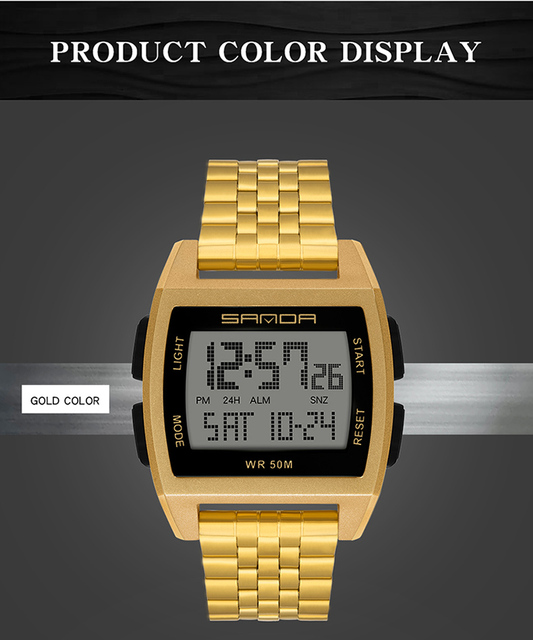 Zegarek cyfrowy LED SANDA wojskowy męski z funkcją wodoodporną, marki luksusowej - Wianko - 17