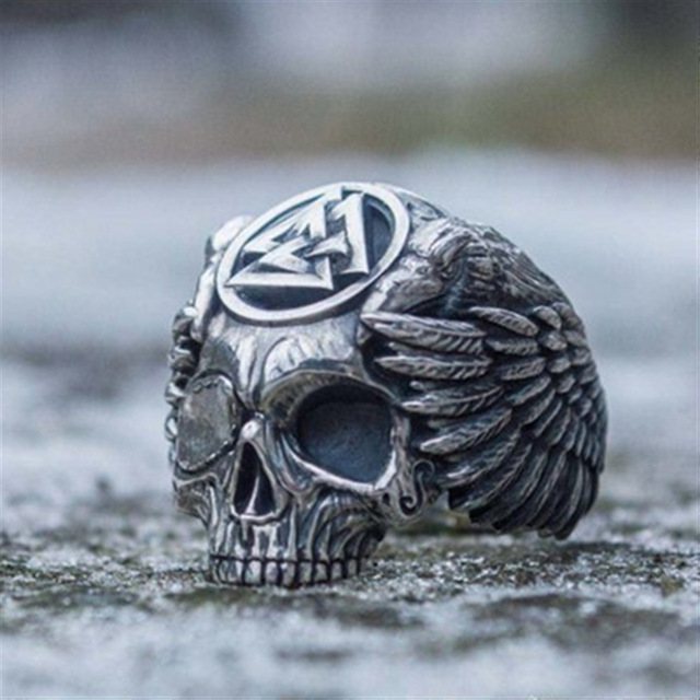 Pierścień mężczyźni Boho biały wąż czarny czaszka Biker Punk Rock władczy Alloy szkielet Hip Hop kreatywna biżuteria - Wianko - 8