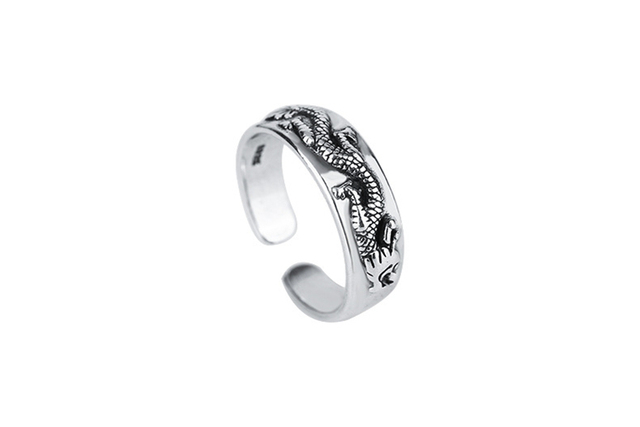Retro zodiak smok powodzenia - elegancki, srebrny pierścień dla kobiet, rozmiar regulowany, wykonany z wysokiej jakości srebra pr. 925 - Wianko - 25