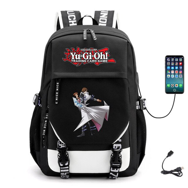 Anime yu-gi-oh! Plecak USB Unisex na co dzień z wysokiej jakości materiału Canvas, idealny dla studentów i nastolatków z miejscem na laptopa - Wianko - 3