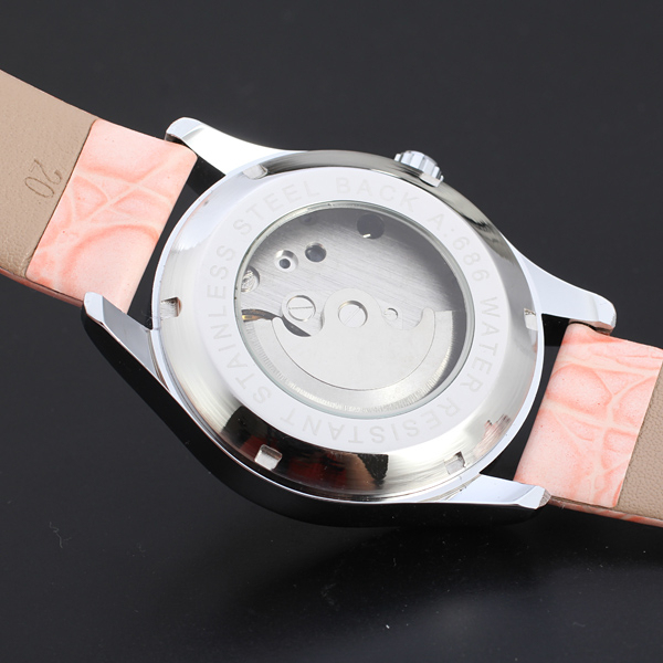 Zegarek damski FORSINING automatyczny, wysokiej jakości, niebieska skórzana bransoleta, projekt ze szkieletem z diamentami, mechaniczny - Wianko - 9