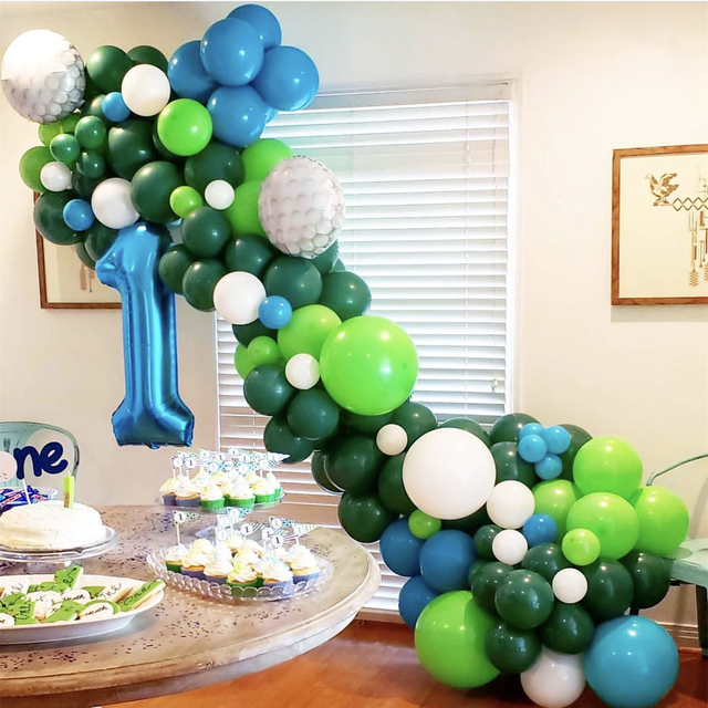 105 sztuk/partia Balony foliowe niebieskie 40 cali + Balony lateksowe zielone jabłko 18 cali - dekoracje urodzinowe - Wianko - 1
