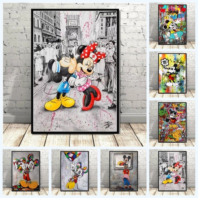 Obraz na płótnie z Graffiti Art Disney Mickey i Minnie - dekoracja do salonu i prezent - Wianko - 4