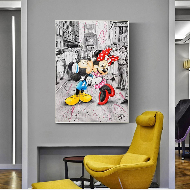 Obraz na płótnie z Graffiti Art Disney Mickey i Minnie - dekoracja do salonu i prezent - Wianko - 6