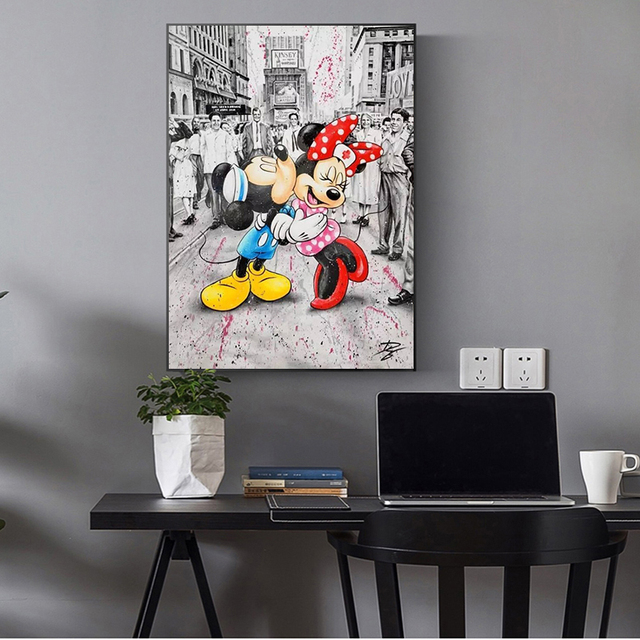 Obraz na płótnie z Graffiti Art Disney Mickey i Minnie - dekoracja do salonu i prezent - Wianko - 8