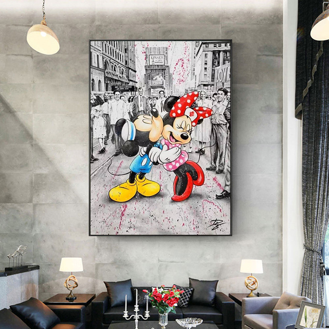 Obraz na płótnie z Graffiti Art Disney Mickey i Minnie - dekoracja do salonu i prezent - Wianko - 5