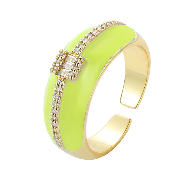 Kolorowe pierścionki neonowe z regulowanym otwartym palcem, miedź cyrkon Micro Pave biżuteria fluorescencyjna dla kobiet (2021) - Wianko - 3