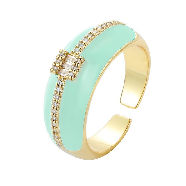 Kolorowe pierścionki neonowe z regulowanym otwartym palcem, miedź cyrkon Micro Pave biżuteria fluorescencyjna dla kobiet (2021) - Wianko - 6