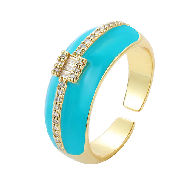 Kolorowe pierścionki neonowe z regulowanym otwartym palcem, miedź cyrkon Micro Pave biżuteria fluorescencyjna dla kobiet (2021) - Wianko - 9