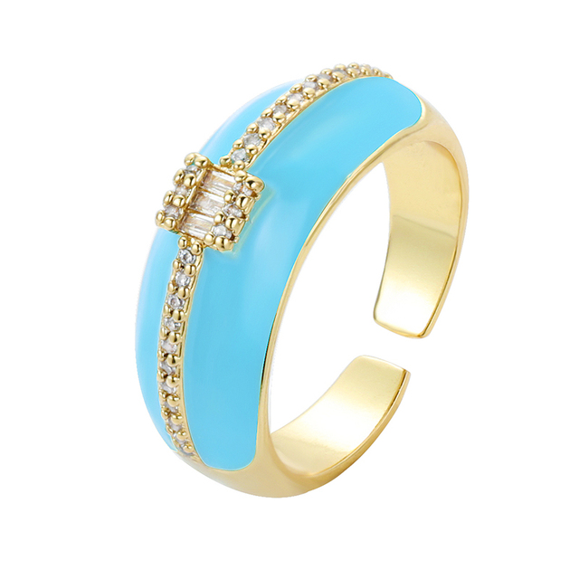 Kolorowe pierścionki neonowe z regulowanym otwartym palcem, miedź cyrkon Micro Pave biżuteria fluorescencyjna dla kobiet (2021) - Wianko - 8