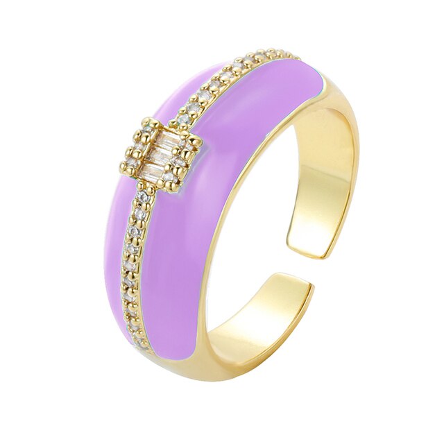 Kolorowe pierścionki neonowe z regulowanym otwartym palcem, miedź cyrkon Micro Pave biżuteria fluorescencyjna dla kobiet (2021) - Wianko - 10