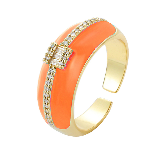 Kolorowe pierścionki neonowe z regulowanym otwartym palcem, miedź cyrkon Micro Pave biżuteria fluorescencyjna dla kobiet (2021) - Wianko - 7