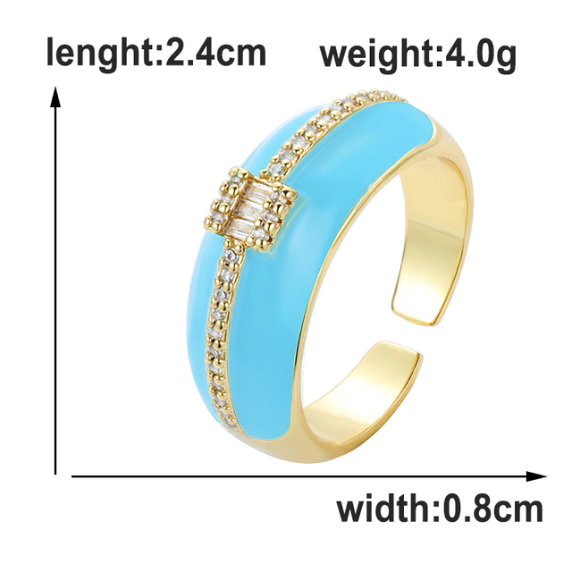 Kolorowe pierścionki neonowe z regulowanym otwartym palcem, miedź cyrkon Micro Pave biżuteria fluorescencyjna dla kobiet (2021) - Wianko - 13