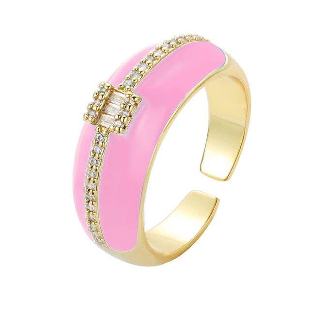Kolorowe pierścionki neonowe z regulowanym otwartym palcem, miedź cyrkon Micro Pave biżuteria fluorescencyjna dla kobiet (2021) - Wianko - 11