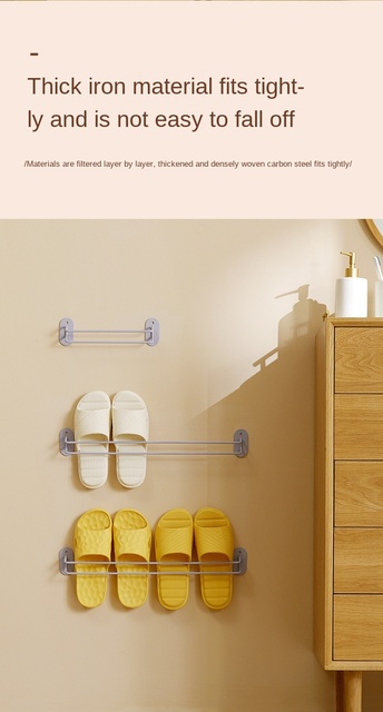 Klapki łazienkowe regał naścienny do przechowywania butów z przepychaczem - stojak na sandały półka 2021 - Wianko - 4